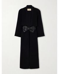Valentino Garavani - Belted Leather-Trimmed Wool And Cashmere-Blend Coat - Lyst