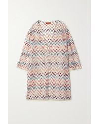 Missoni Kaftan Aus Häkelstrick In Metallic-optik Mit Schnürung - Weiß