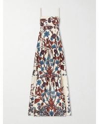 Johanna Ortiz - Simbólico Open-Back Tiered Floral-Print Cotton-Poplin Maxi Dress - Lyst