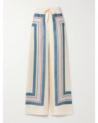 Zimmermann - Striped Silk-Twill Wide-Leg Pants - Lyst