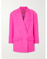 Valentino Garavani - Oversized Double-Breasted Wool And Silk-Blend Crepe Blazer - Lyst