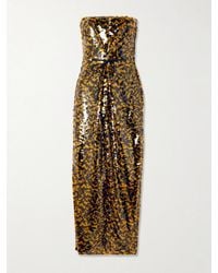 STAUD - Cece Strapless Tie-Detailed Sequined Tulle Midi Dress - Lyst