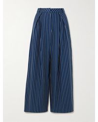 Faithfull the Brand - Lalia Pleated Striped Cotton-Blend Twill Wide-Leg Pants - Lyst