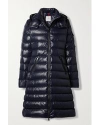 Moncler Moka Hooded Quilted Glossed-shell Down Coat - Blue
