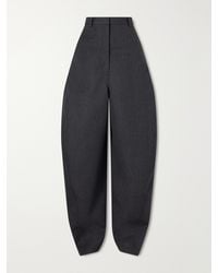 Balenciaga - High-Waist Barrel-Leg Wool Pants - Lyst