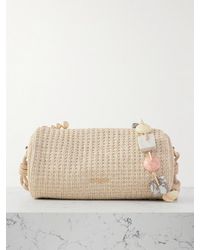 Cult Gaia - Zozina Embellished Leather-Trimmed Raffia Shoulder Bag - Lyst
