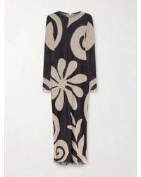 Cala De La Cruz - Tania Printed Mesh Midi Dress - Lyst