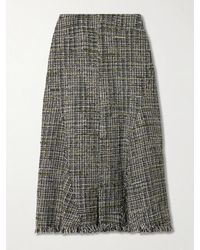 Erdem - Frayed Tweed Midi Skirt - Lyst