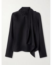 Loulou de Saison - Gala Scarf-Detail Silk-Twill Blouse - Lyst