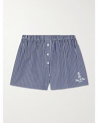 Sporty & Rich - Vendome Mini Boxer Embroidered Striped Cotton Shorts - Lyst