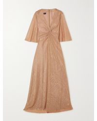 Talbot Runhof - Cape-Effect Twist-Front Sequin-Embellished Metallic Voile Gown - Lyst