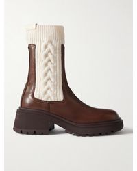 Jimmy Choo - Tamia 70 Cable-Knit Wool And Leather Chelsea Boots - Lyst