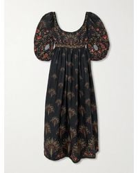Agua Bendita - Viviane Floral-Print Embroidered Cotton Maxi Dress - Lyst