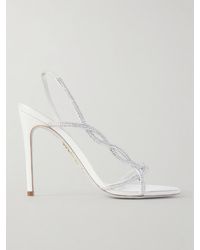 Rene Caovilla - Crystal-Embellished Satin Slingback Sandals - Lyst