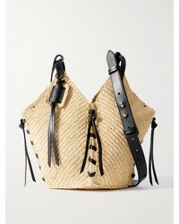 Isabel Marant - Tampa Mini Leather-Trimmed Raffia Bucket Bag - Lyst