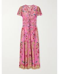 CAMILLA - Embroidered Printed Silk Maxi Dress - Lyst