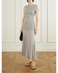 st agni ribbed knit and poplin maxi dress St. Cutout Ribbed-Knit Cotton-Poplin in Blue Cotton poplin midi
