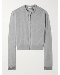 Saint Laurent - Silk Satin-Trimmed Wool Cardigan - Lyst