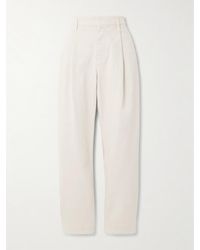Brunello Cucinelli - Pleated Cotton-Blend Twill Tapered Pants - Lyst