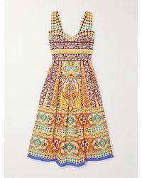 Etro - Pleated Printed Cotton-Poplin Midi Dress - Lyst