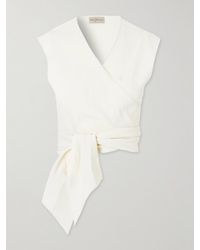 Cortana - Asa Linen-Blend Wrap Top - Lyst