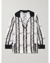 Bode - Blouse En Coton À Broderies, Boutons Et Finitions En Satin Lattice Sprig - Lyst