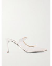 Aquazzura - Voile 75 Satin-Trimmed Tulle Mules - Lyst