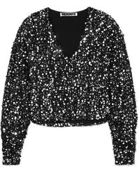 ROTATE BIRGER CHRISTENSEN Masha Oberteil Aus Bouclé Mit Pailletten - Mettallic