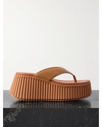 Chloé - Nama Leather Platform Flip Flops - Lyst