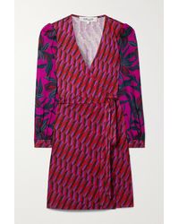 Diane von Furstenberg - Mini-robe-portefeuille En Soie Imprimée À Ceinture Gala - Lyst