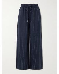 Self-Portrait - Hose Mit Weitem Bein Aus Crêpe Mit Nadelstreifen Und Kristallen - Lyst