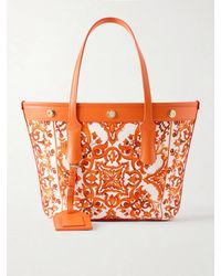 Dolce & Gabbana - Kendra Printed Logo-Embellished Leather-Trimmed Canvas Shoulder Bag - Lyst