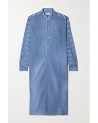 Charvet Elysee Oversized Striped Cotton-poplin Nightdress - Blue