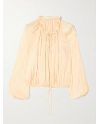 Ulla Johnson - Laurette Bluse Aus Vorgewaschenem Satin Mit Raffungen - Lyst