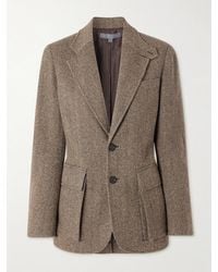 Ralph Lauren - Blazer En Tweed De Cachemire Et De Soie Mélangés À Chevrons Et À Finitions En Daim Preston Ii - Lyst