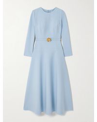 Oscar de la Renta - Midikleid Aus Einer Wollmischung Mit Gürtel Und Verzierung - Lyst