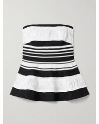 Christopher John Rogers - Strapless Striped Taffeta And Grosgrain-Trimmed Cotton And Silk-Blend Twill Peplum Top - Lyst