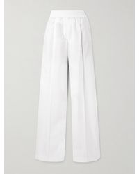 Brunello Cucinelli - Pleated Cotton-Blend Twill Wide-Leg Pants - Lyst