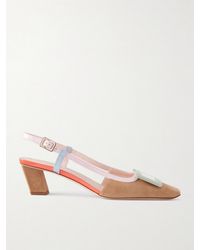 Roger Vivier - Belle Vivier 45 Buckled Leather-Trimmed Suede Ballet Flats - Lyst