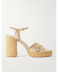 Stuart Weitzman - Dayna Plateausandalen Aus Metallic-Leder - Lyst
