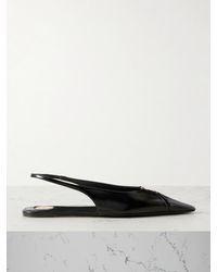 Saint Laurent - Babylone Flache Slingback-Schuhe Mit Spitzer Kappe Aus Leder Mit Verzierung - Lyst