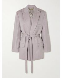 Victoria Beckham - Belted Textured-Wool Blazer - Lyst