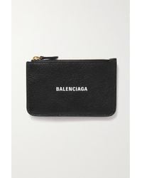 Balenciaga Cash Kartenetui Aus Strukturiertem Leder Mit Print - Schwarz