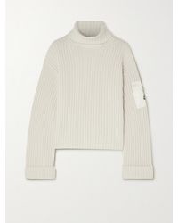 Moncler - Shell-Trimmed Ribbed Wool Turtleneck Sweater - Lyst