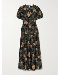 Ulla Johnson - Ines Floral-Print Silk Crepe De Chine Midi Dress - Lyst