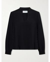 La Ligne - Francine Button-Detailed Crepe Blouse - Lyst
