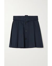 Patou - Belted Pleated Cotton-Twill Mini Skirt - Lyst