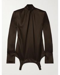 Saint Laurent - Twisted Silk-Satin Turtleneck Mini Dress - Lyst