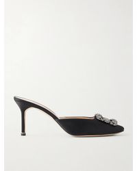 Manolo Blahnik - Hangisimu 70 Embellished Satin Mules - Lyst
