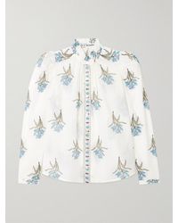 Alix Of Bohemia - Artemis Sky Ruffled Floral-Print Cotton-Voile Shirt - Lyst
